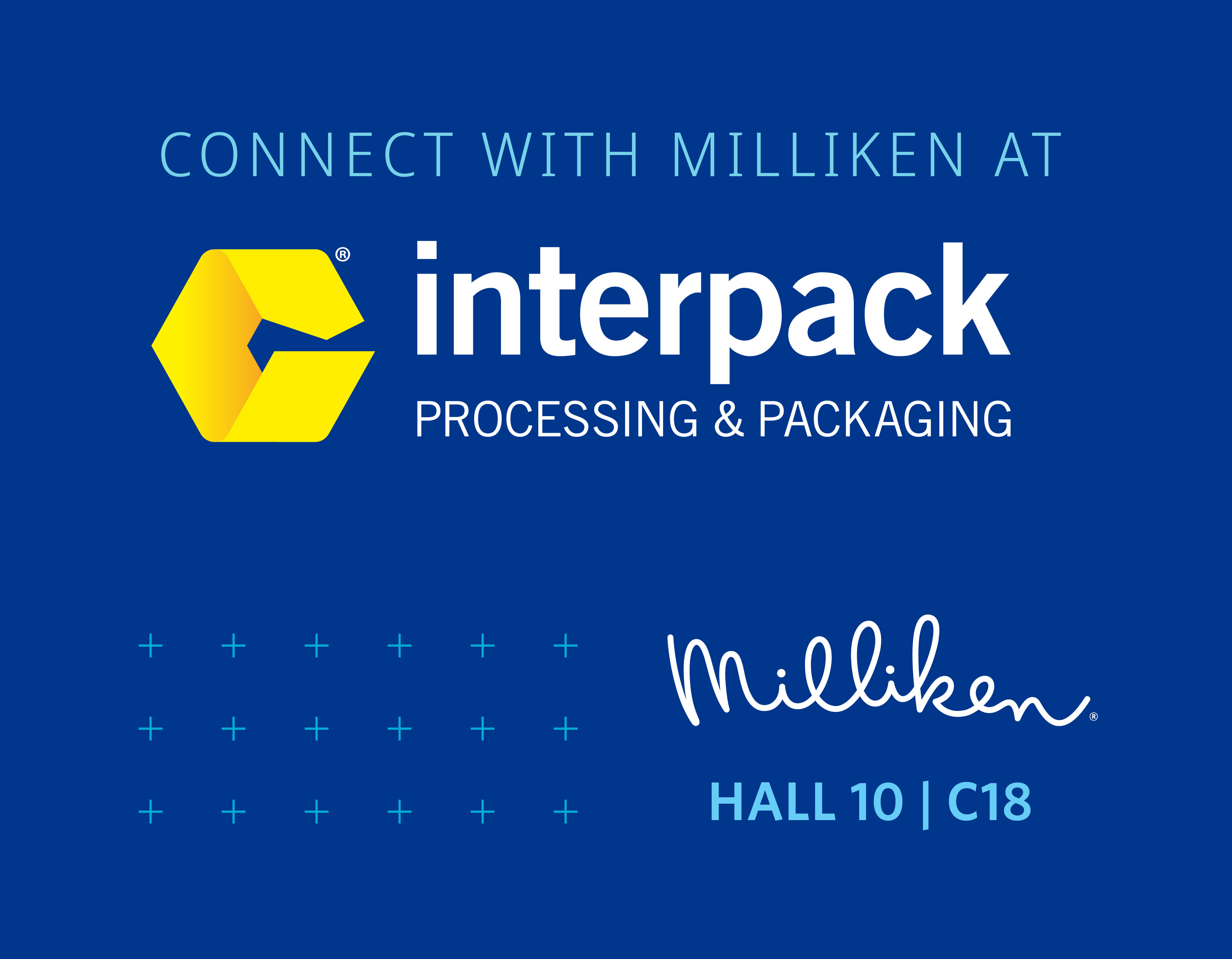 Interpack 2026 header image with Milliken logo and text reading Hall 10 | C18