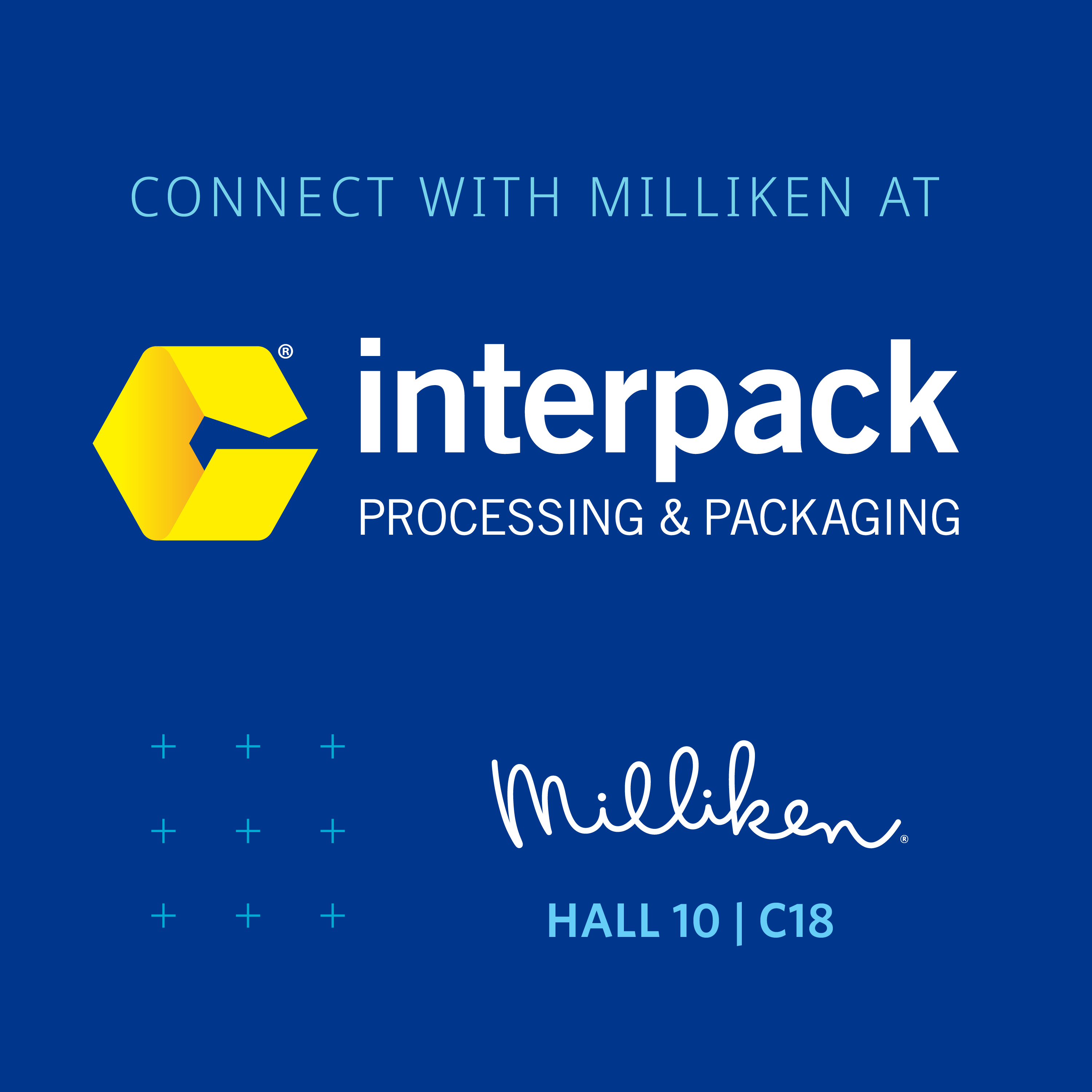Interpack 2026 header image with Milliken logo and text reading Hall 10 | C18