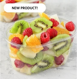 person closing a plastic container of sliced peppers