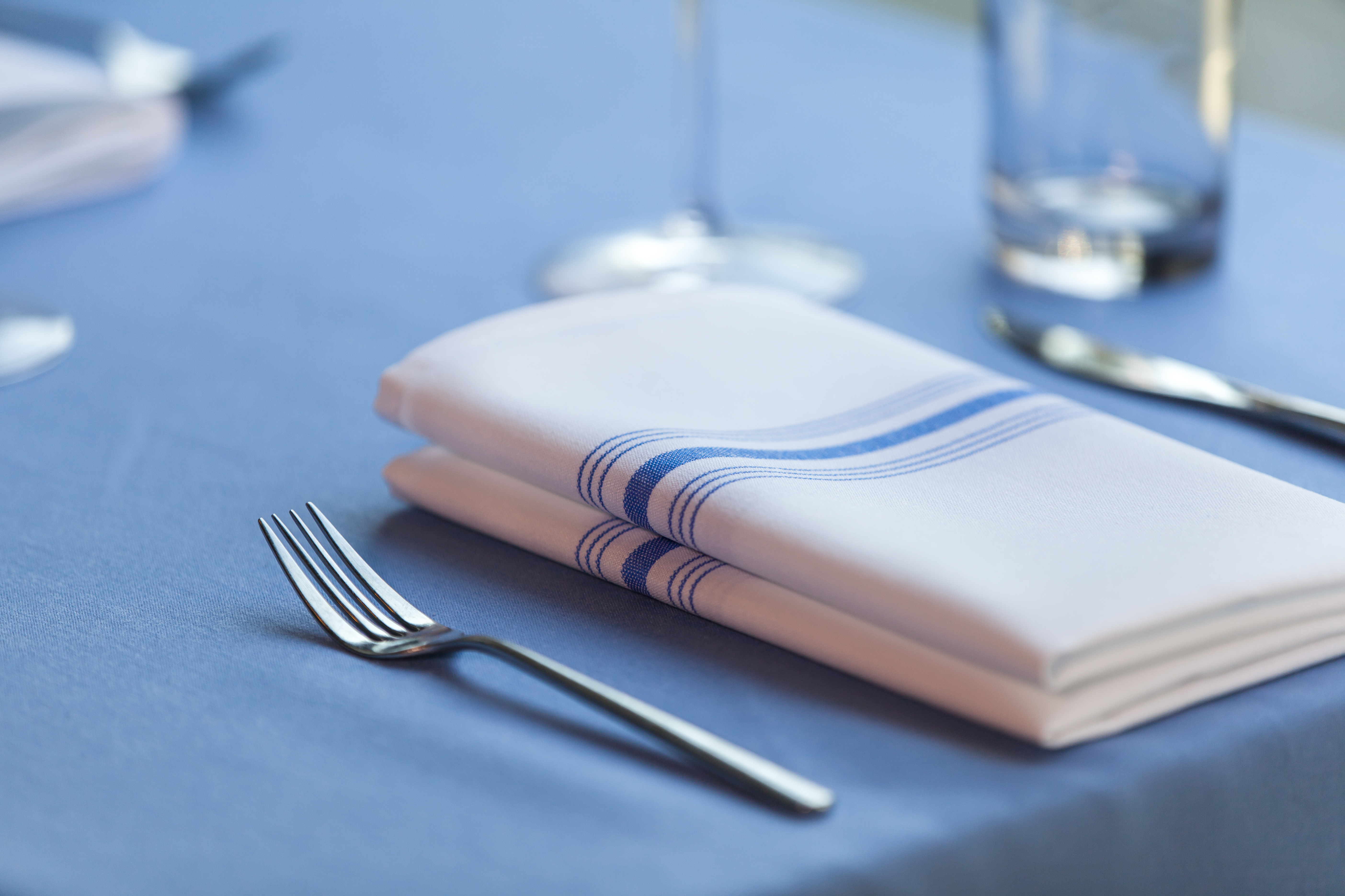 Blue Signature Stripe_Blue Tablecloth_Napery