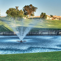 Photo of a pond with a fountain